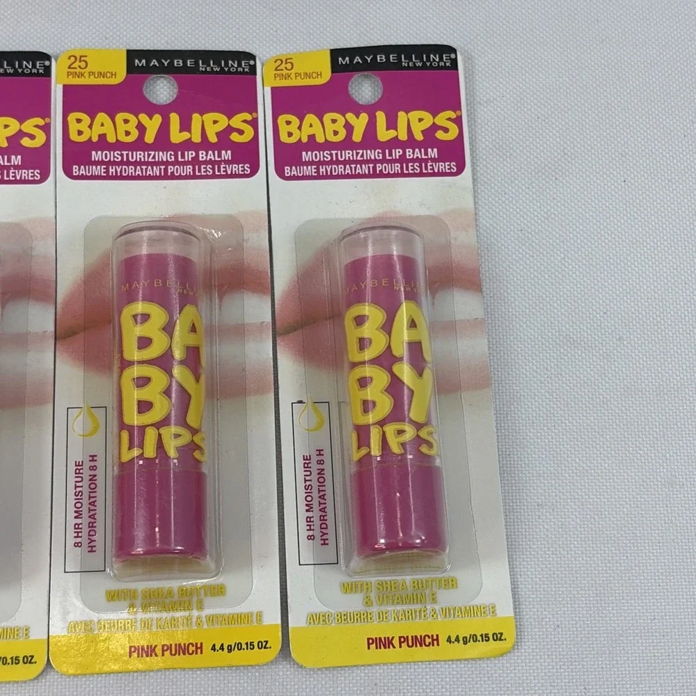 Maybelline Baby Lips Moisturizing Lip Balm Lot Of 4 Pink Punch #25 Flavor New